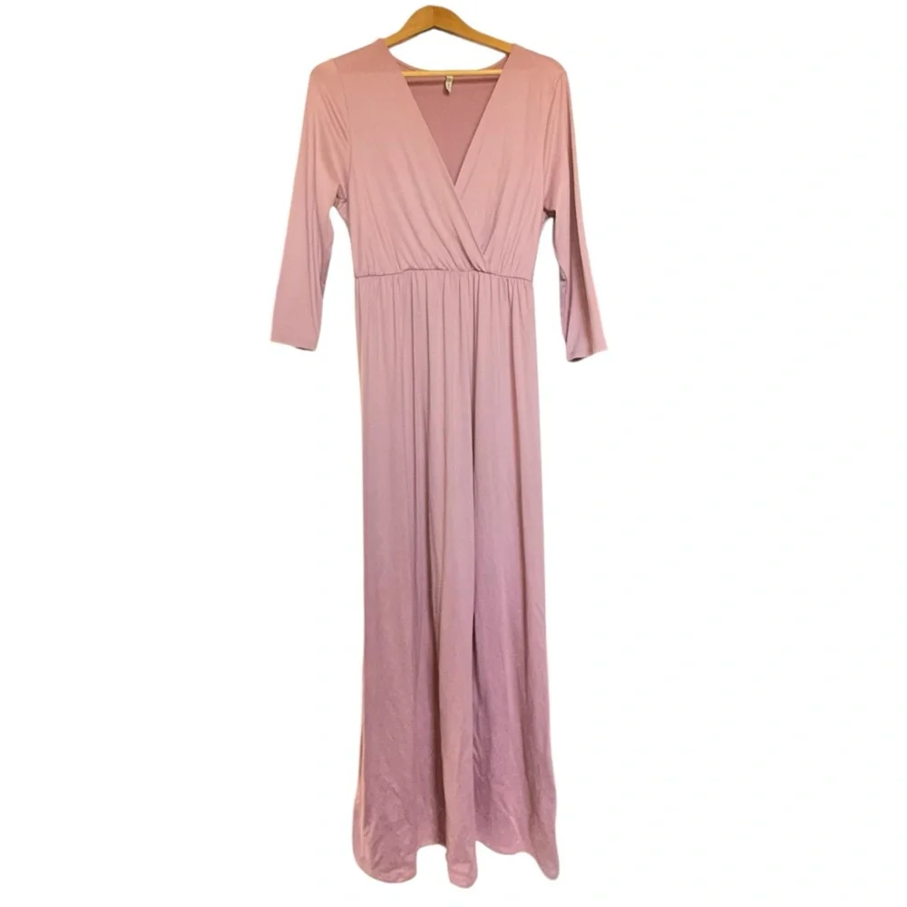 Mother Bee Maternity stretchy maxi dress mauve 3/4 sleeve XL - Picture 2 of 9
